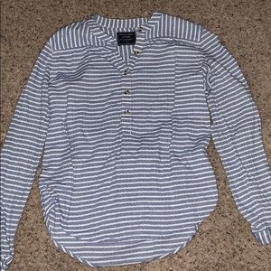 Striped button long sleeve top